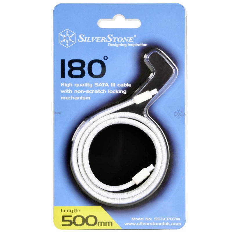 Silverstone SATA III SSD/HDD Cable with Locking Mechanism in White CP07W-USA - Image 5